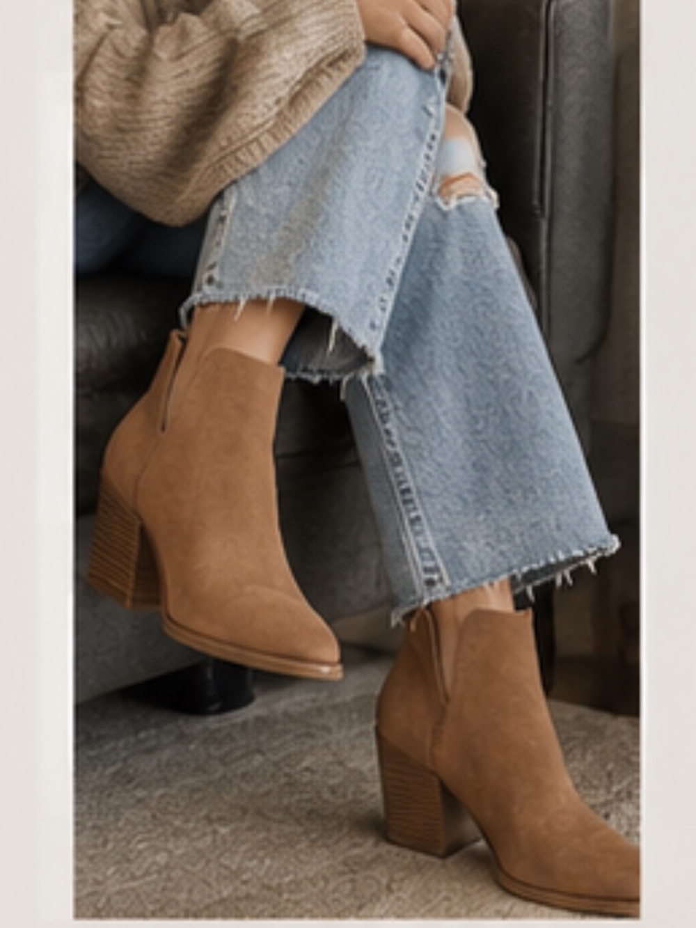 Classic Cognac Suede Ankle Boots - Women